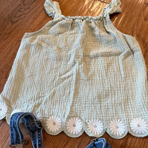 Girls size large 10-12 bundle matching set overalls tank - Picture 9 of 13